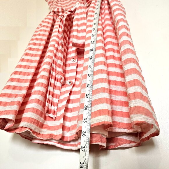 Sleeveless Cotton Blend Crinkle Plisse Striped A-Line Sundress Shirt Dress M - Picture 5 of 11